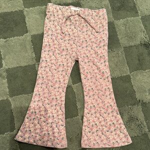 Zara Pink Floral Ribbed Flared Leggings